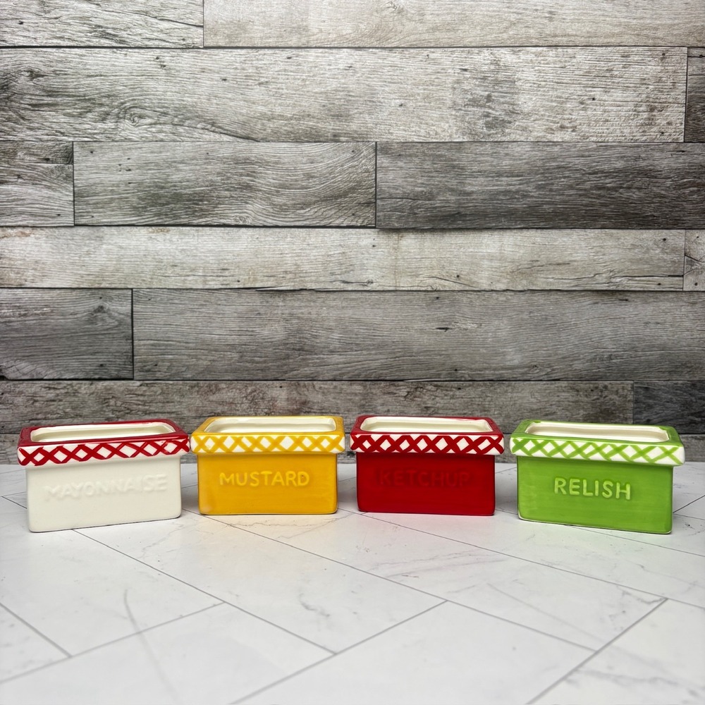 Pier 1 Imports Thrill of the Grill Hamburger Condiment Replacement Set of 4